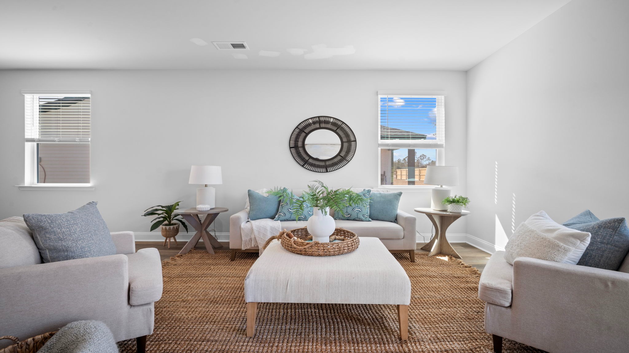 new construction home staged living area