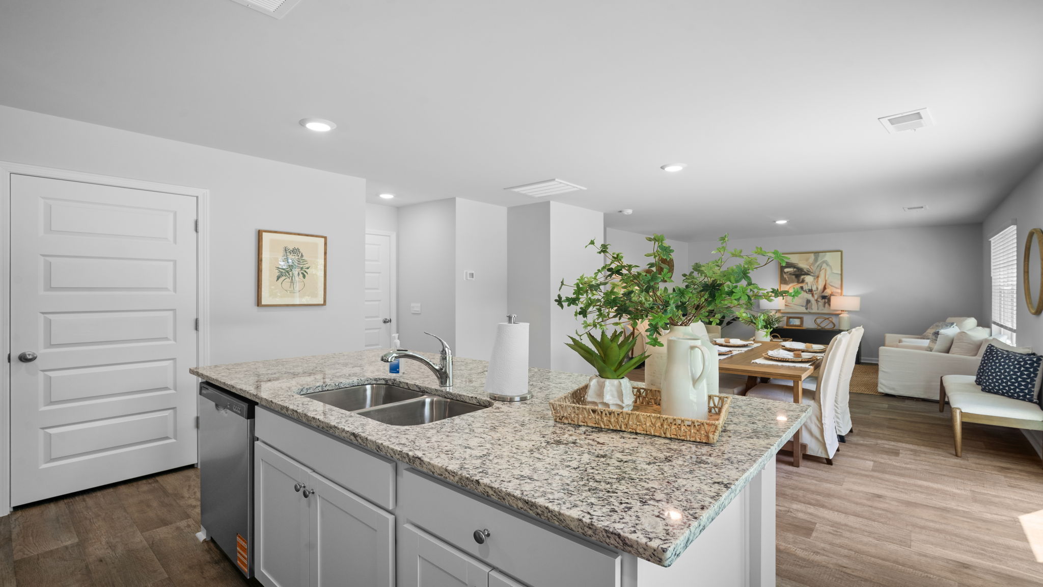 Kitchen island with a stainless dishwasher