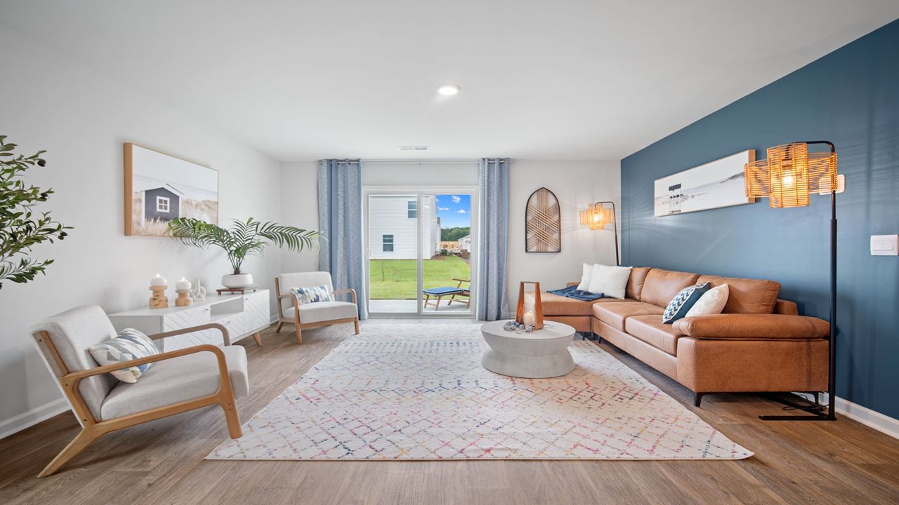Living room with view of the sliding glass doors