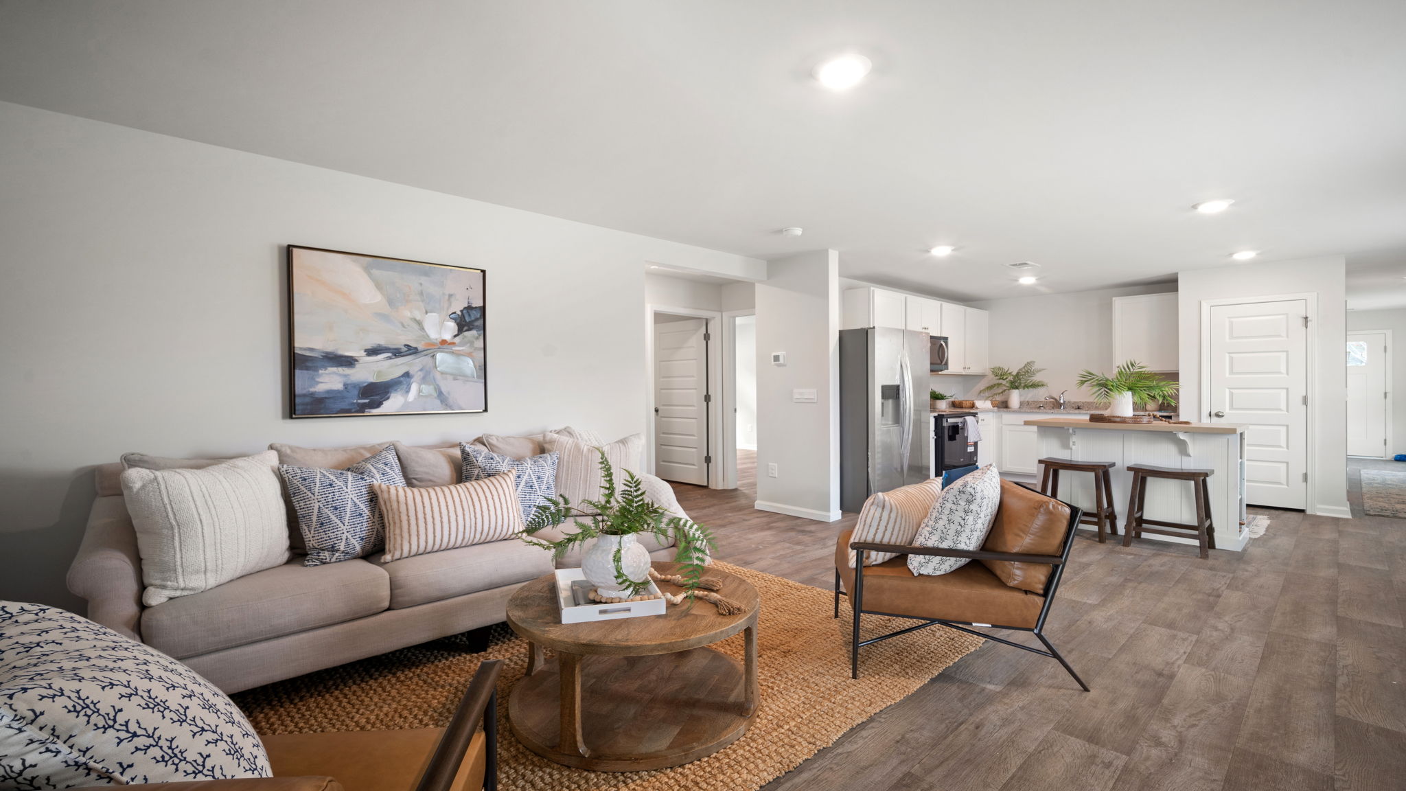 living room looking into kitchen