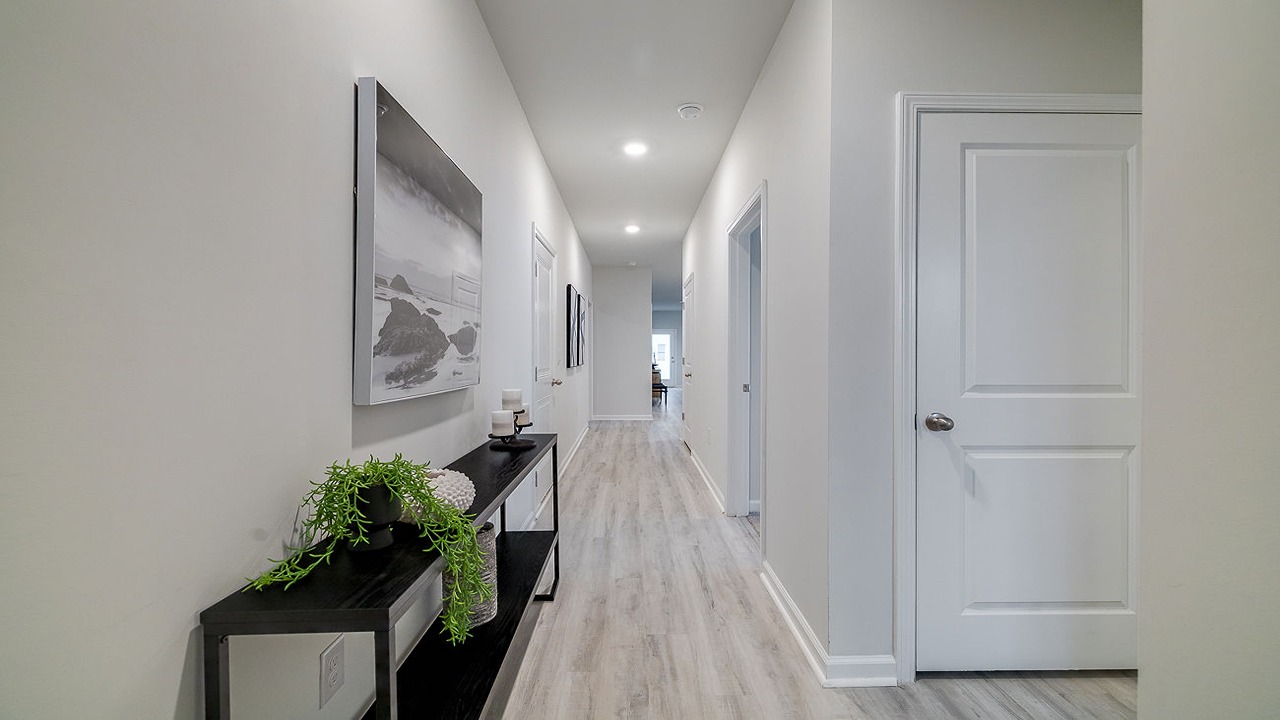 Foyer with an entry way table