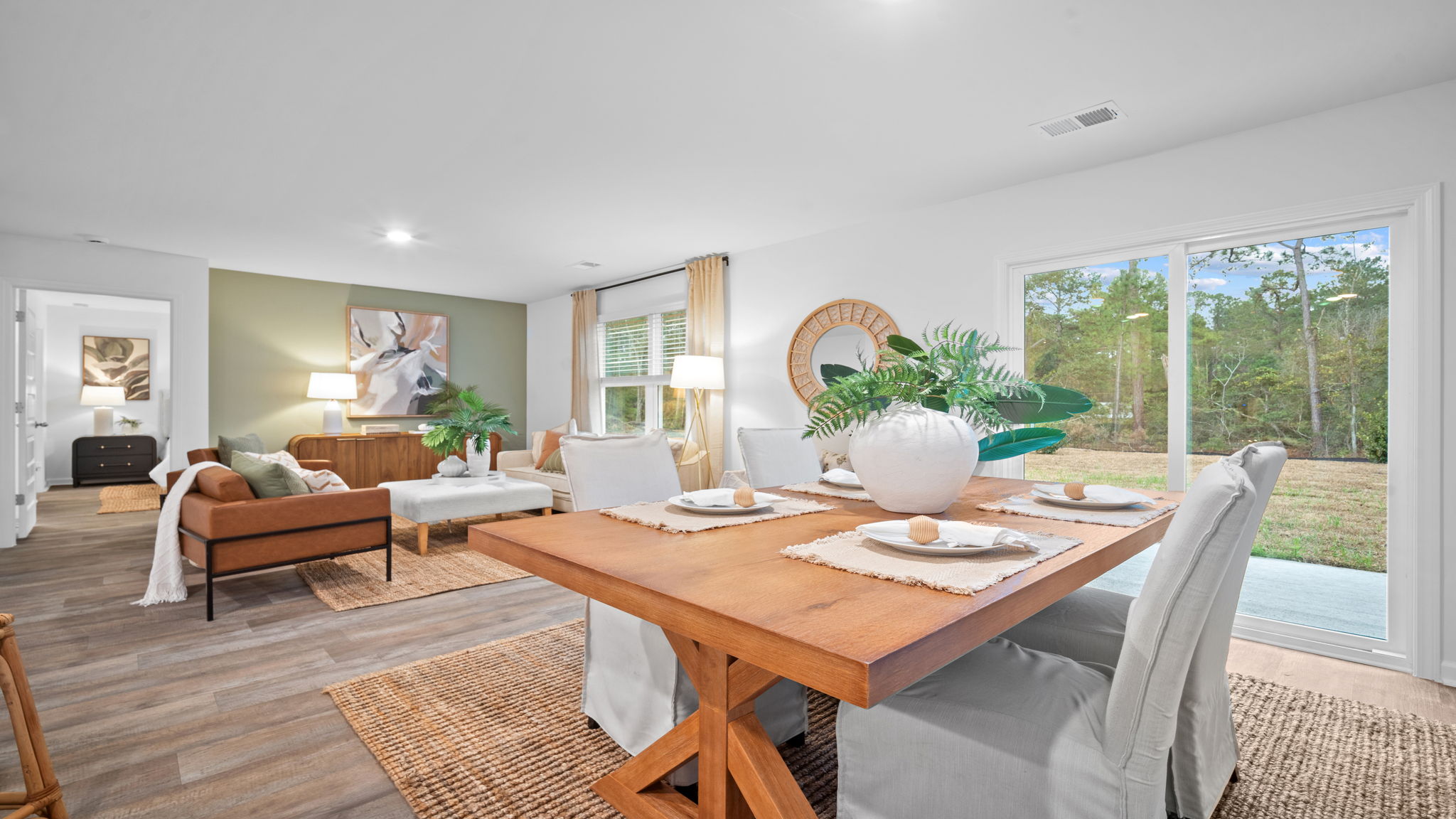 Dining area with a view of the sliding glass doors