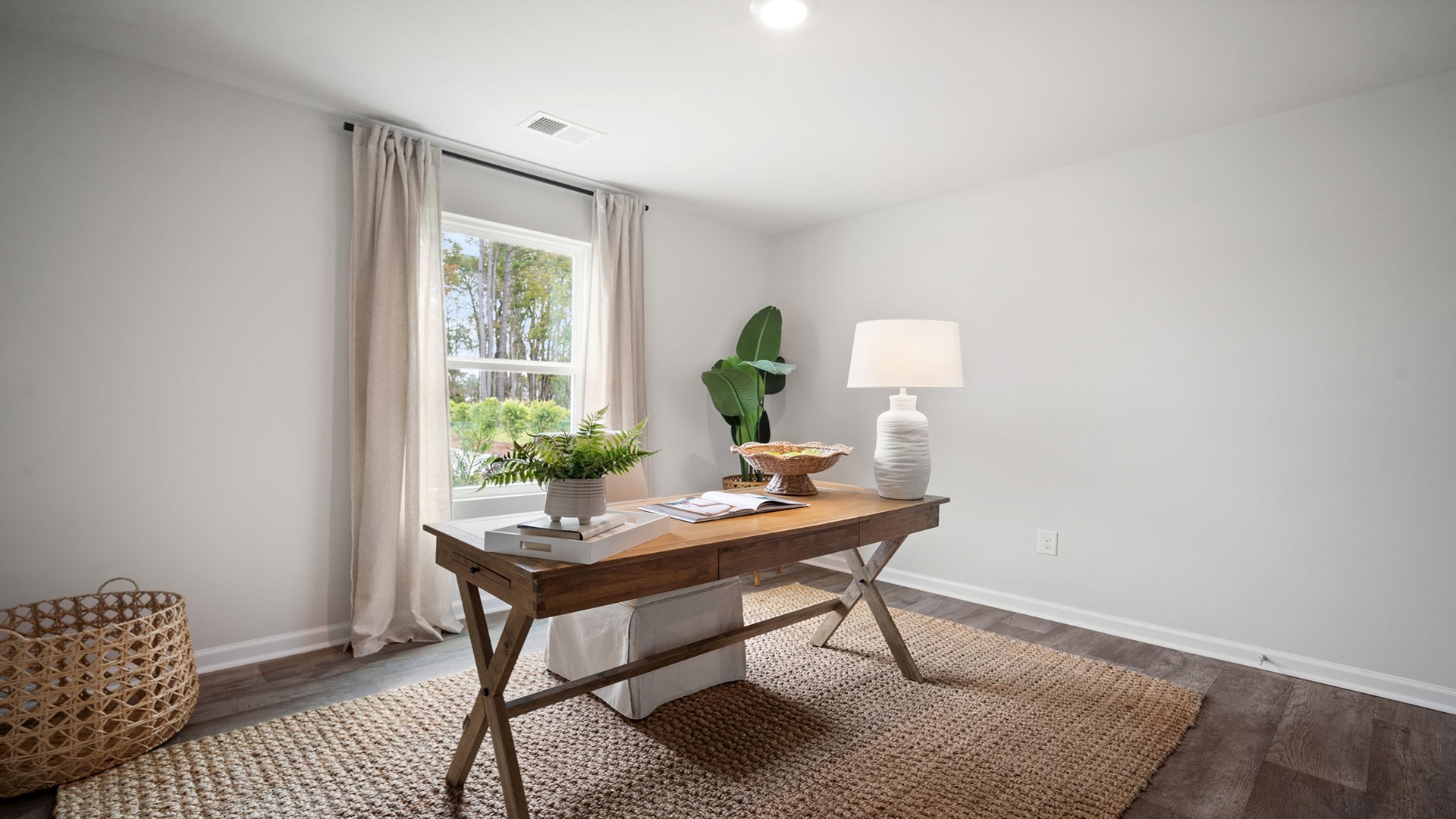 Guest bedroom decorated as an office