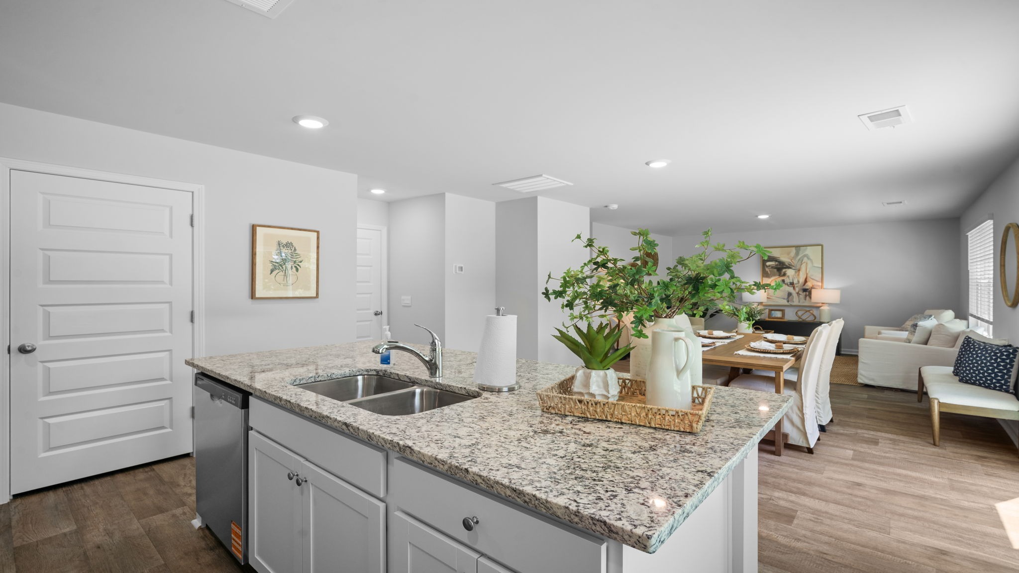 Oversized kitchen island designed for gathering, meal preparation, and entertaining guests.