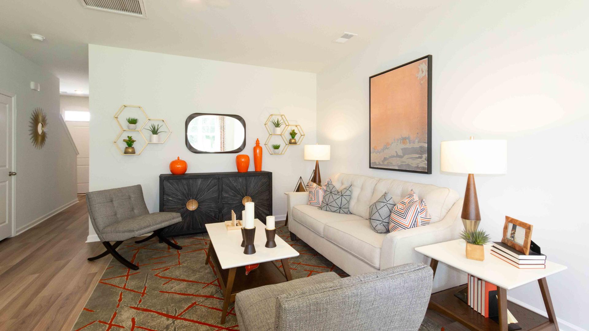 Closer view of the living room furniture and styling