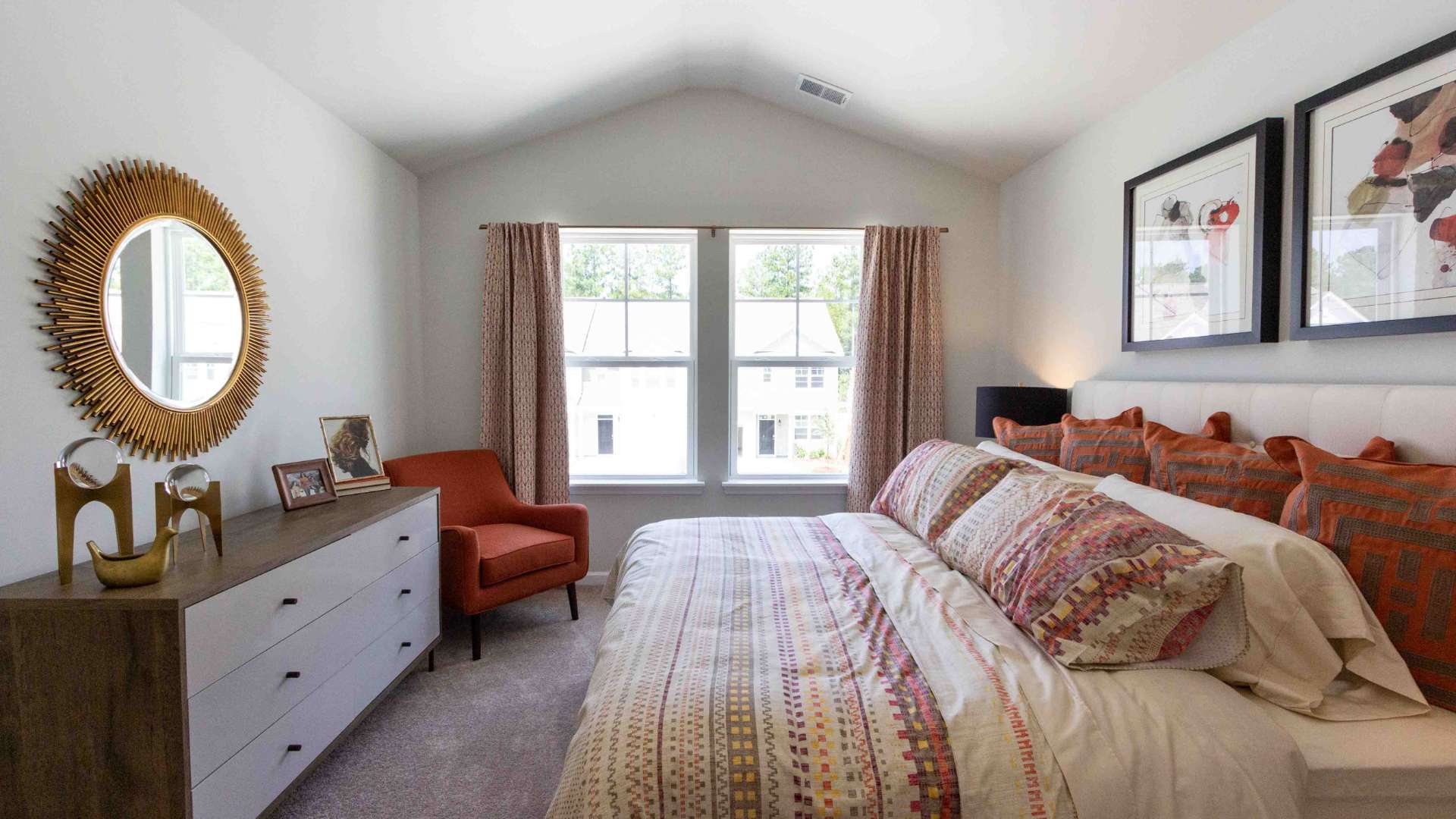 Primary Bedroom alternate angle large vaulted ceilings