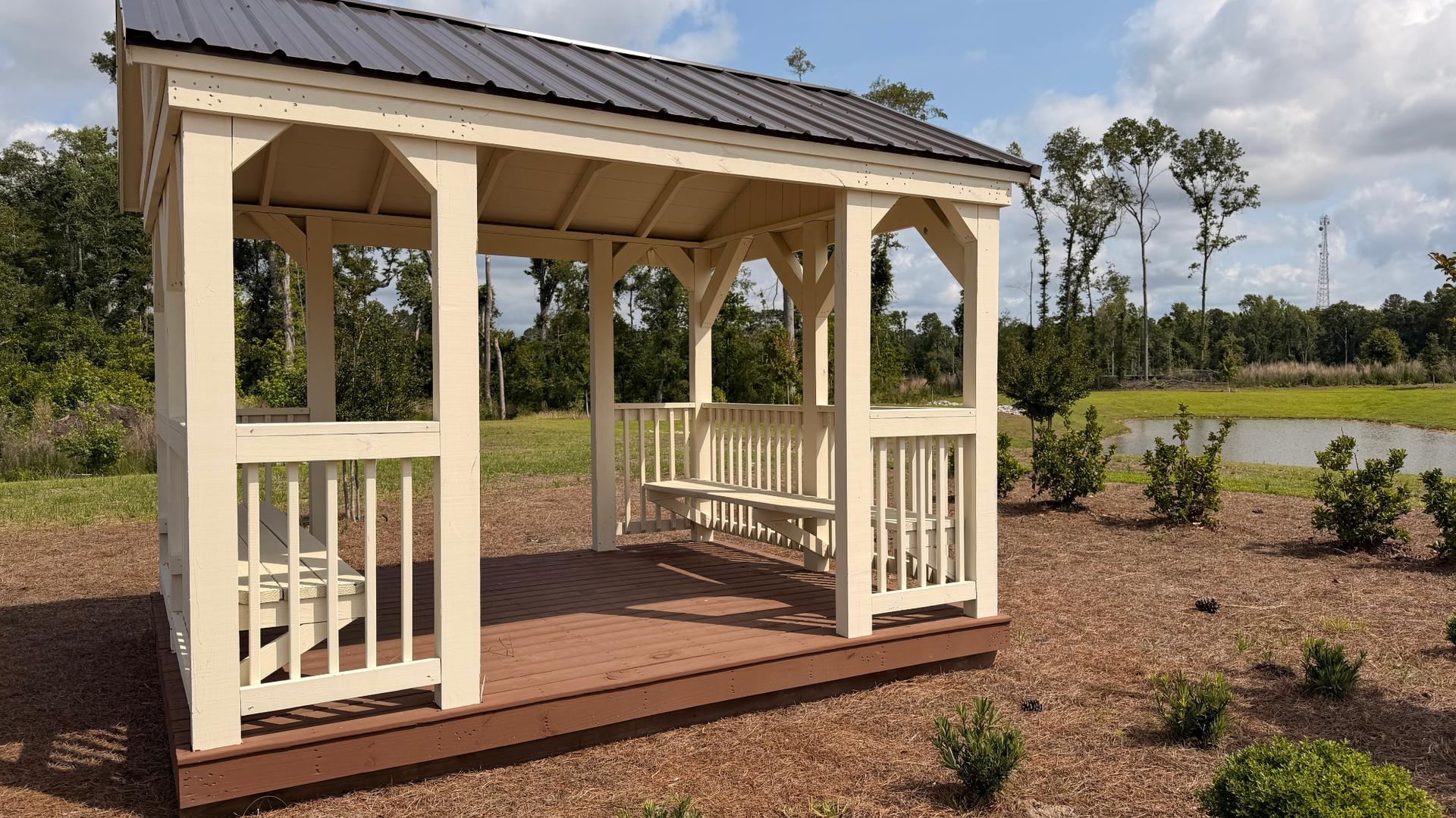Community pavilion at Stockyard by D.R. Horton featuring covered outdoor gathering space, modern amenities, and a welcoming setting for neighborhood events.