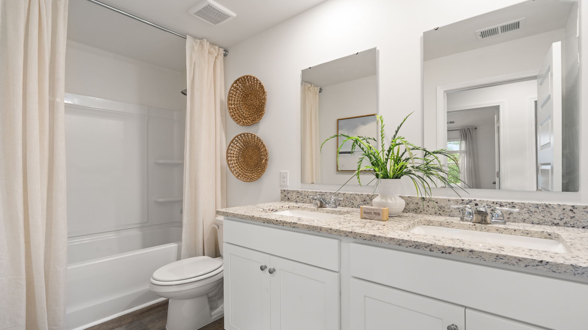 Full bathroom with modern vanity and contemporary finishes
