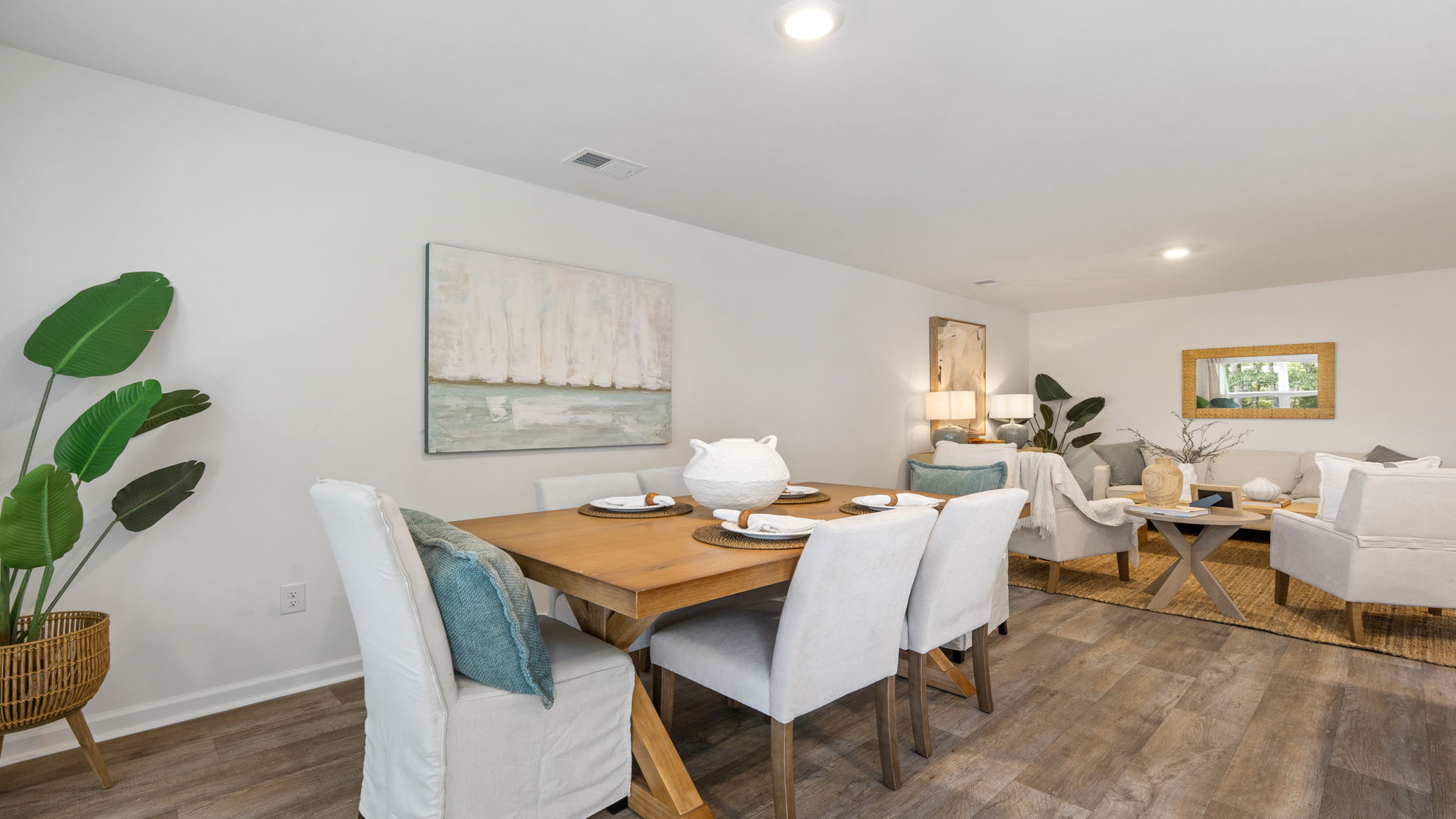 bright living room and dining area in the Denmark floor plan