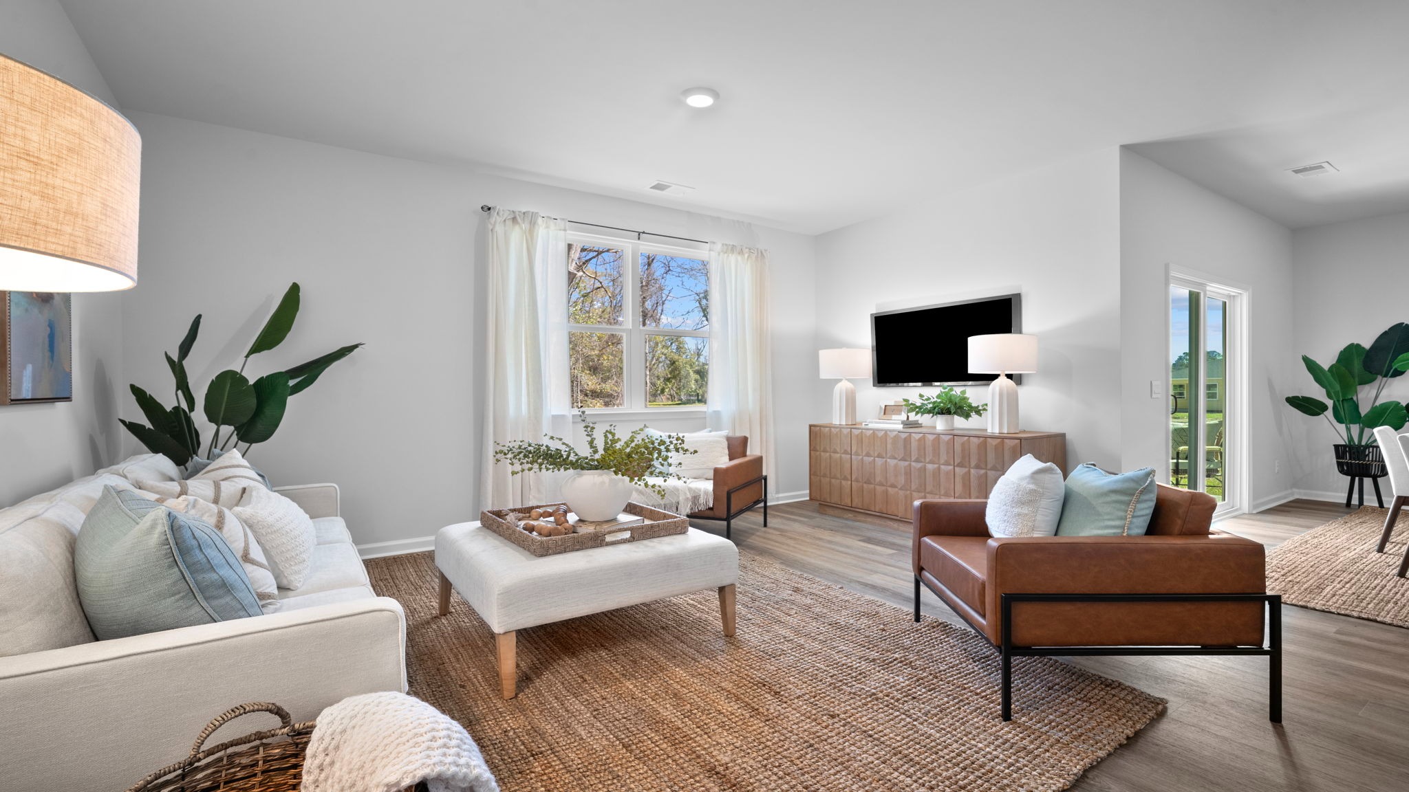 Living area decorated with seating and tables