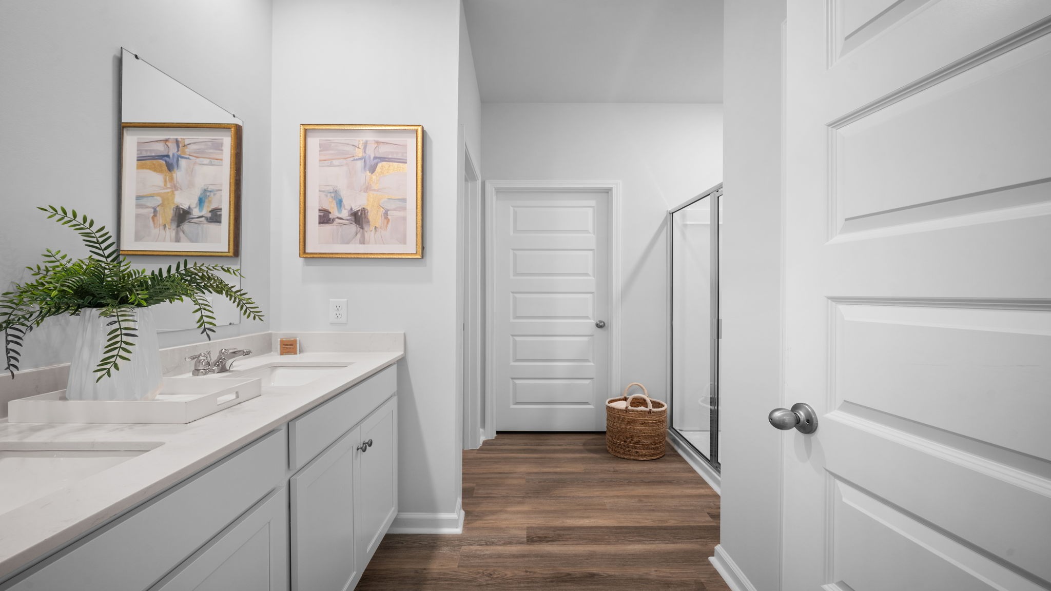 Primary bathroom with a double vanity