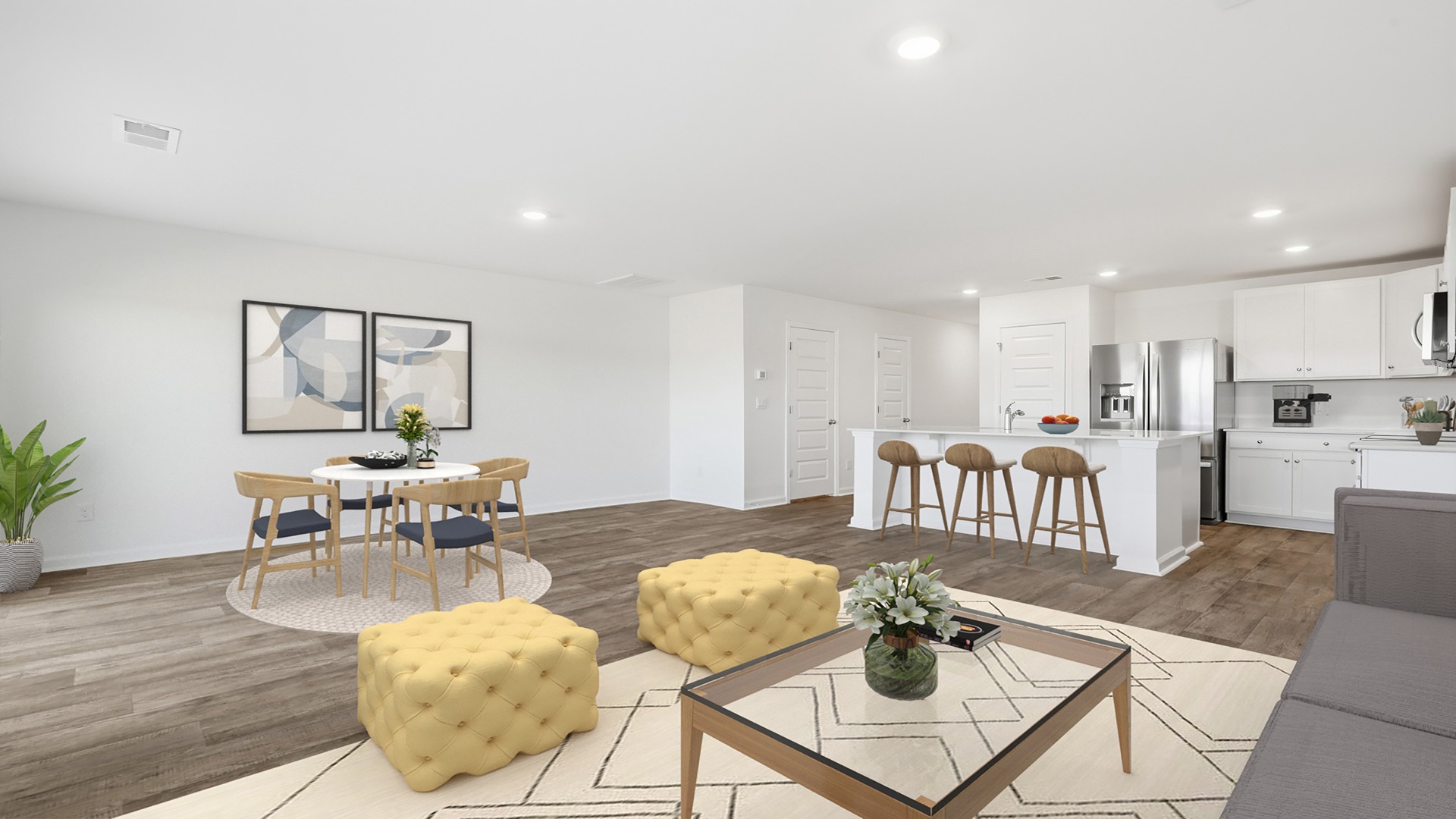 living room looking into kitchen