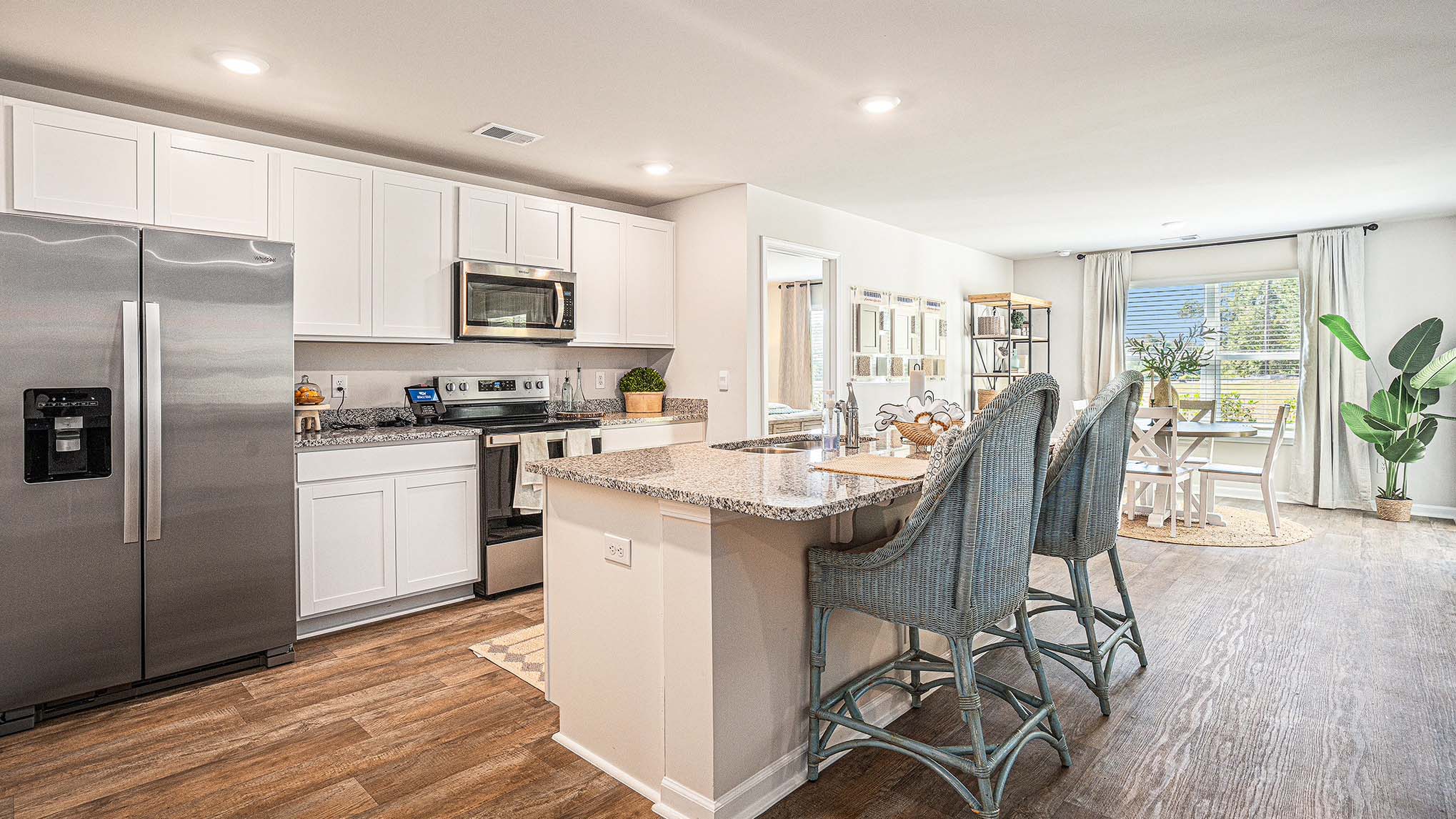 kitchen with white cabinets