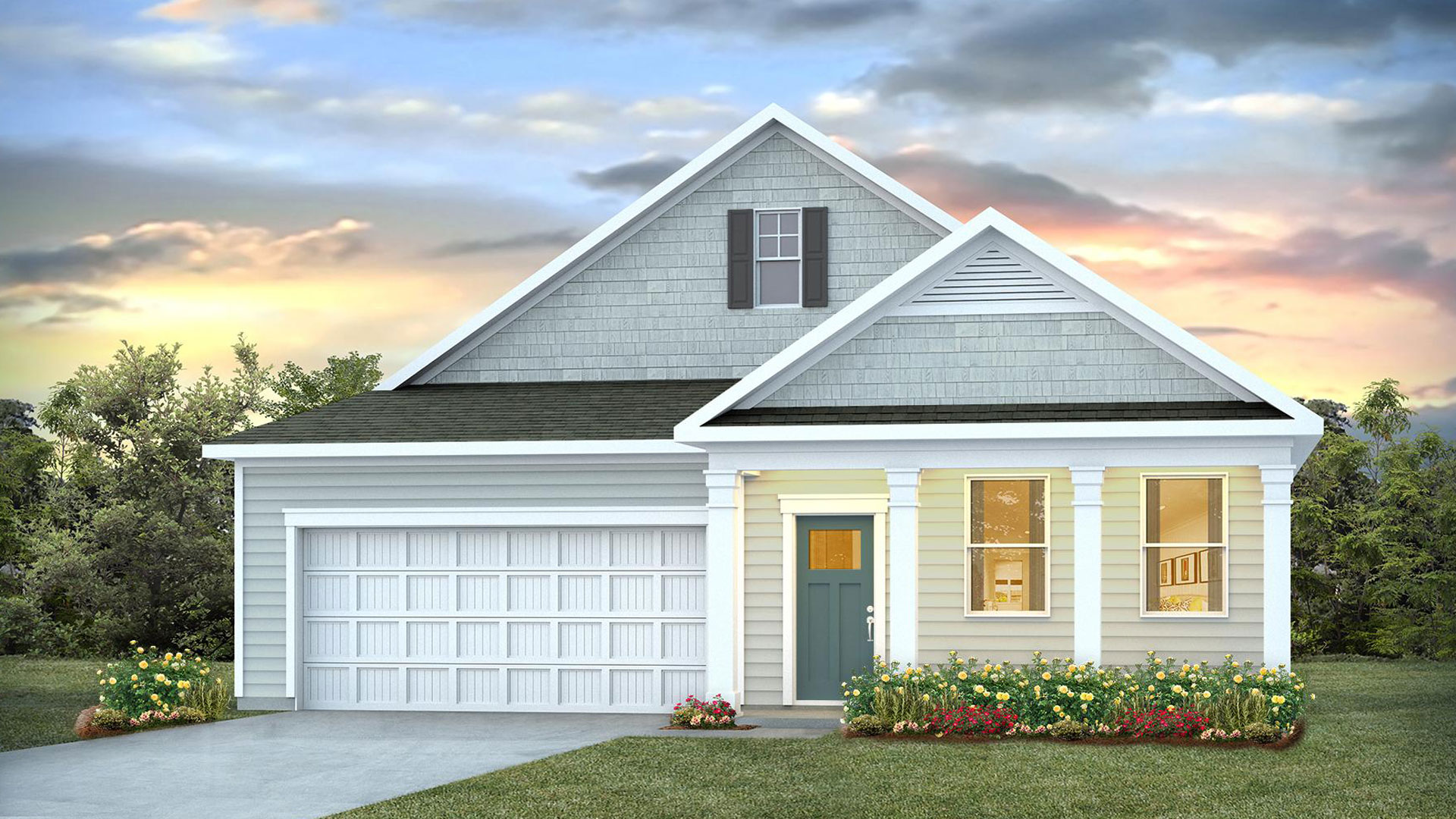 Single story home with front porch