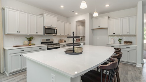 kitchen with gray cabints