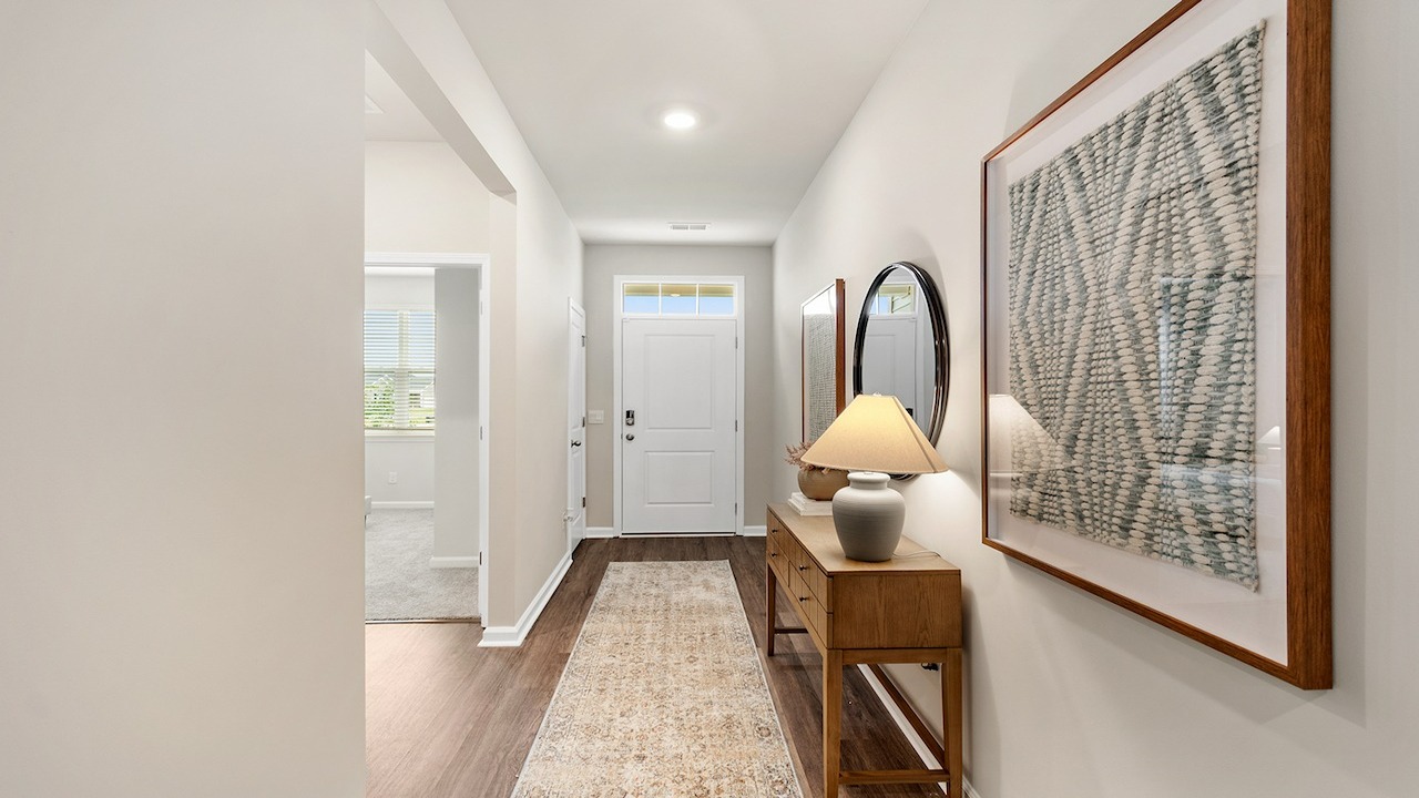 entryway with white door