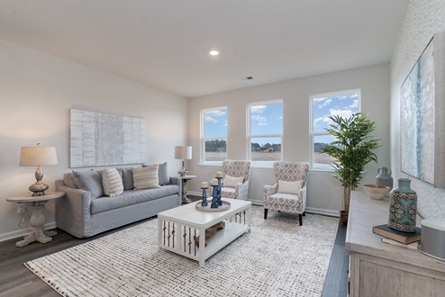 Dover living room with windows