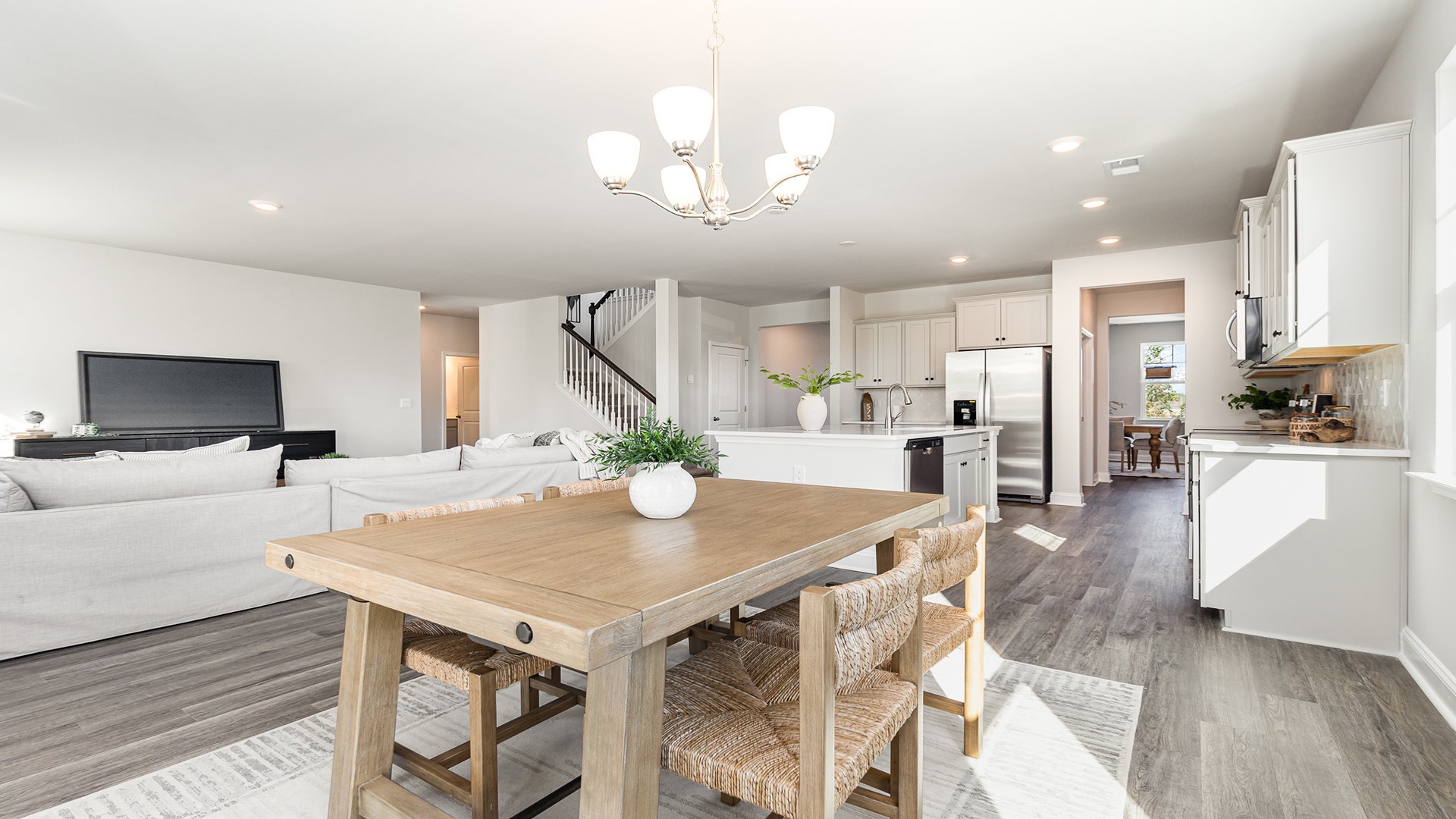 dining room area with living room