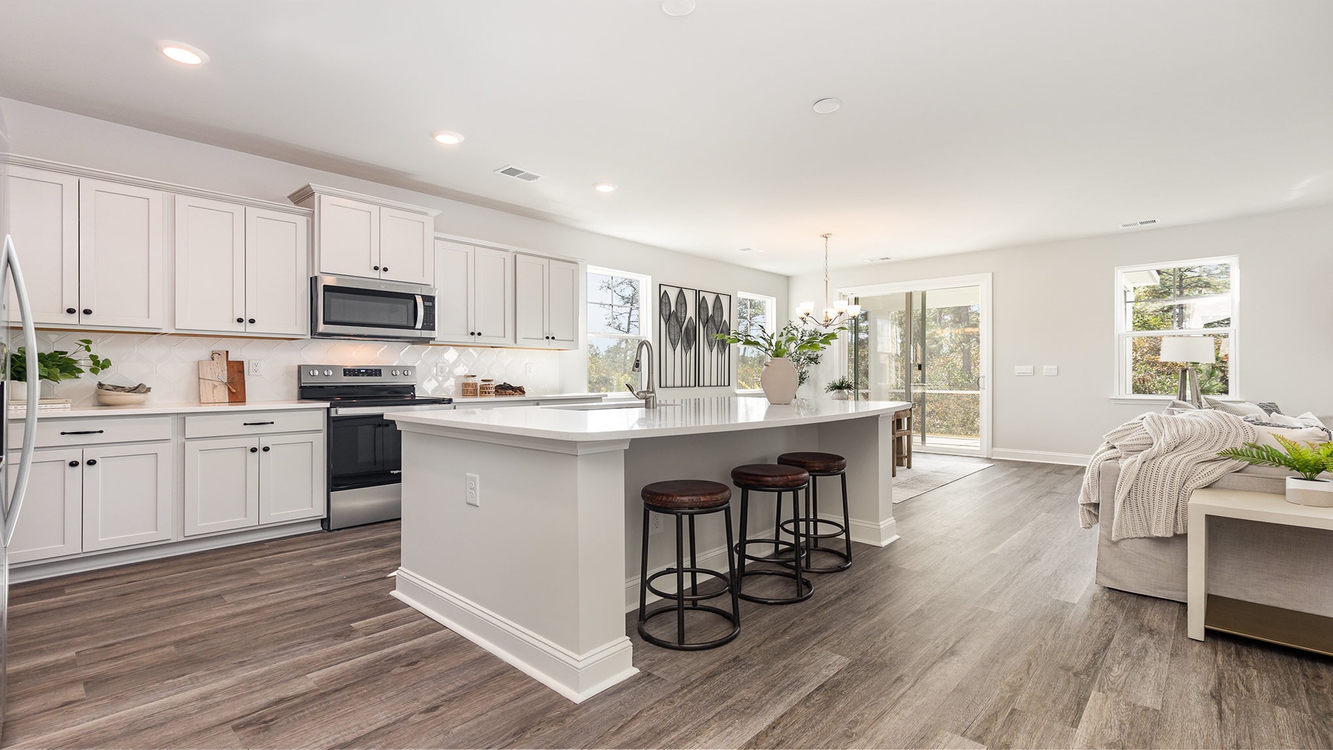kitchen with white cabinets