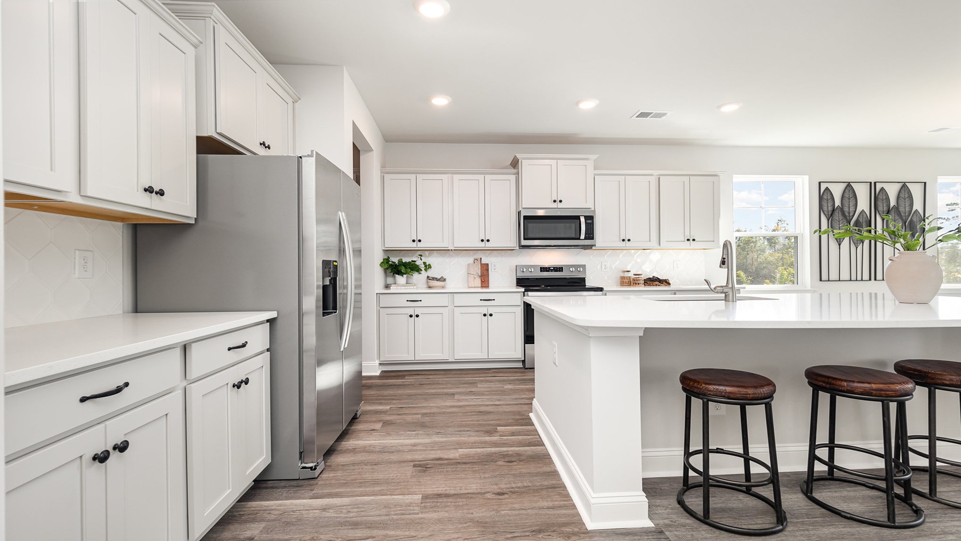 kitchen with white cabinets