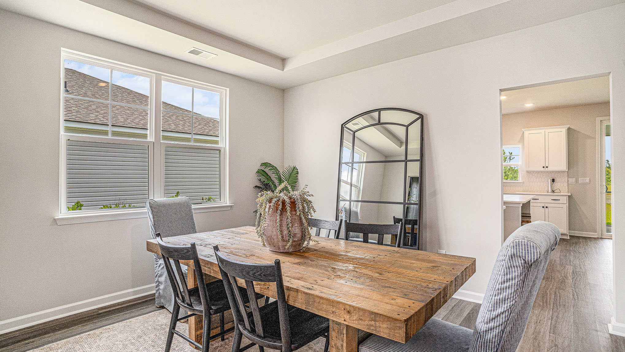 dining room with large window