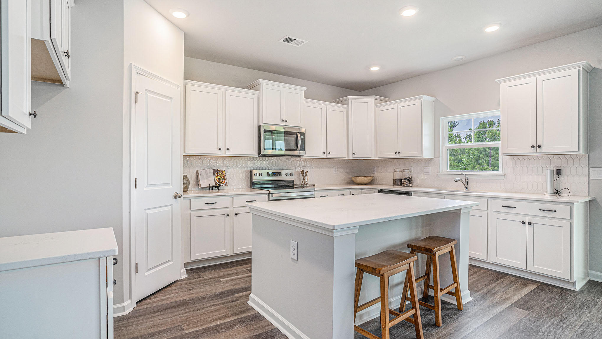 kitchen with white cabinets