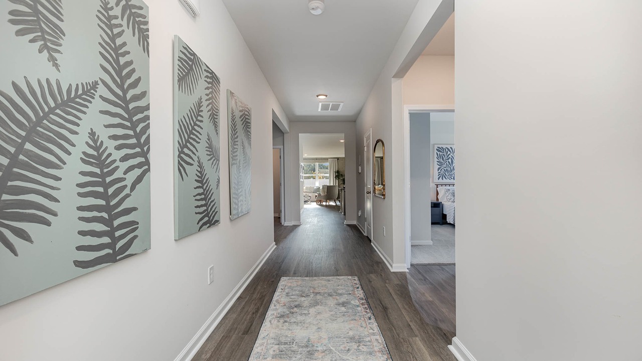 entryway with white walls