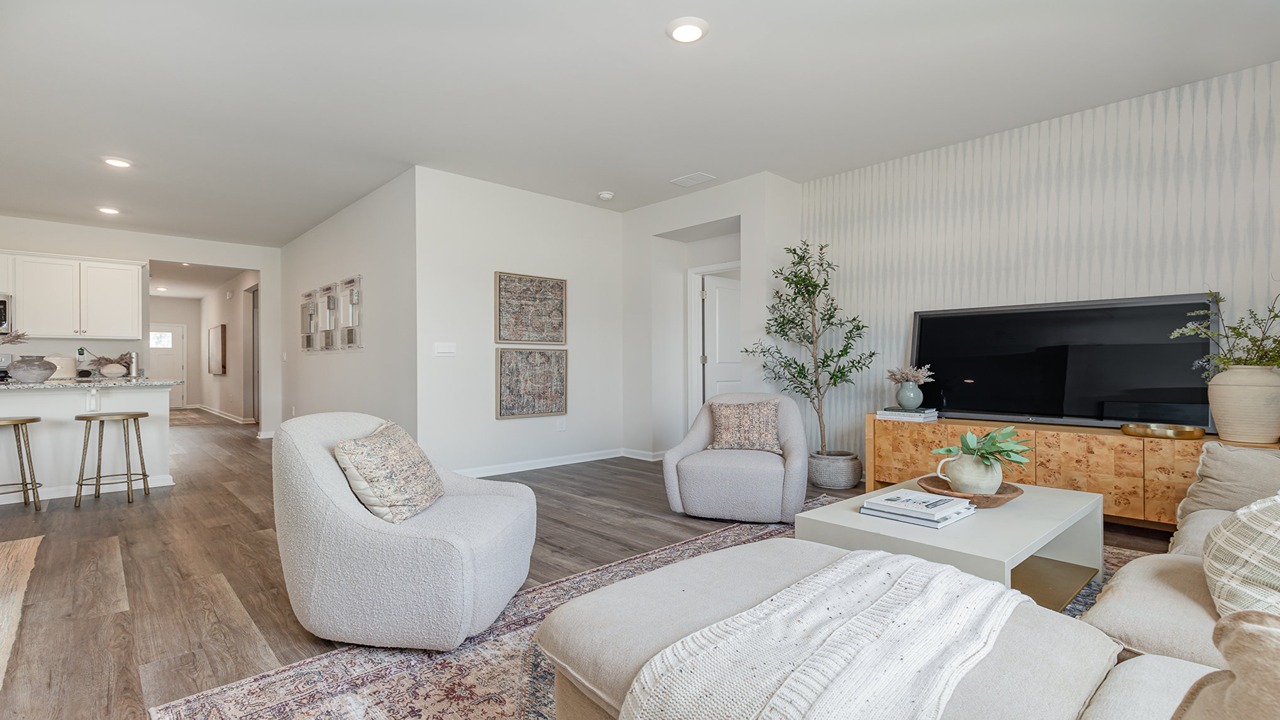 living room with ample lighting