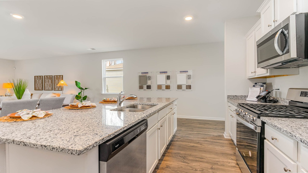 kitchen with white cabinets