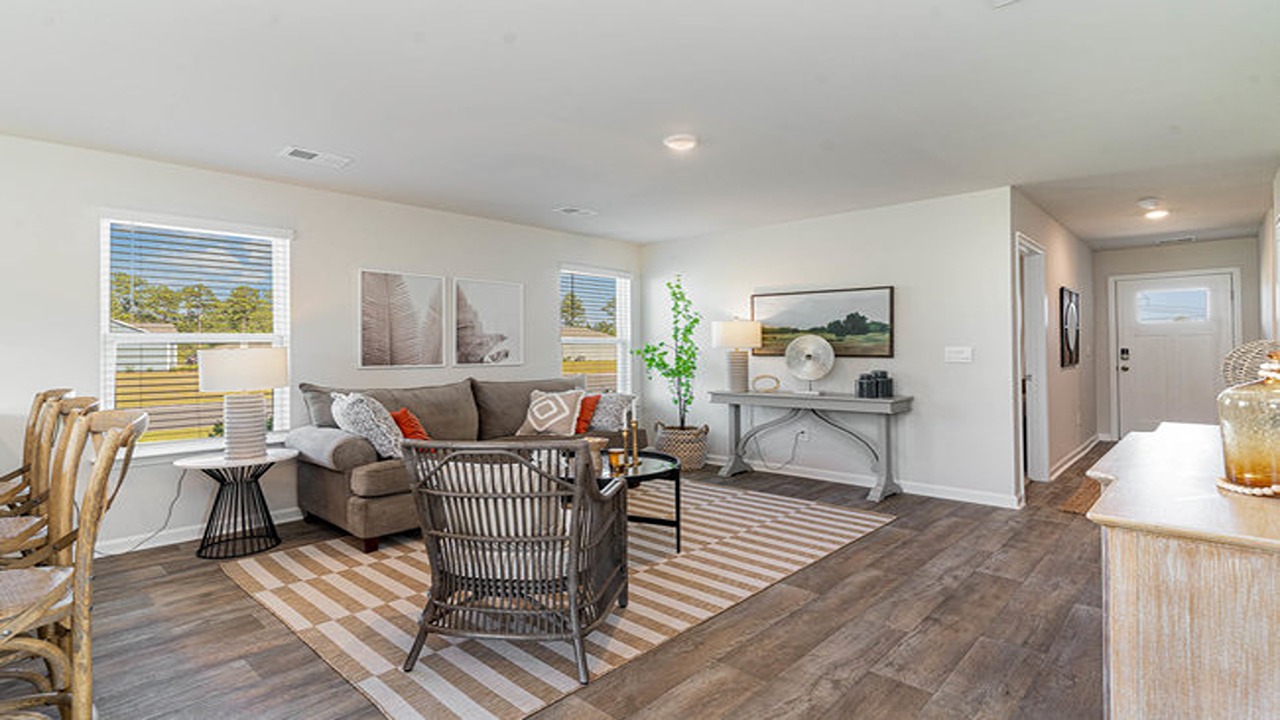 living room with ample lighting