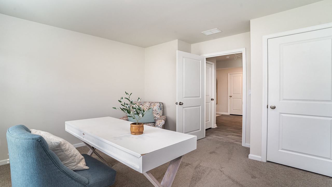 study with carpet flooring