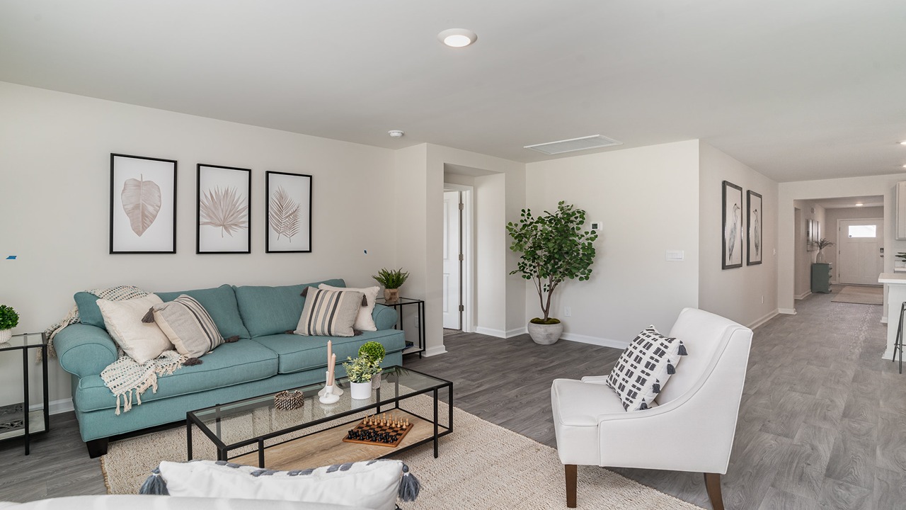 living room with ample lighting