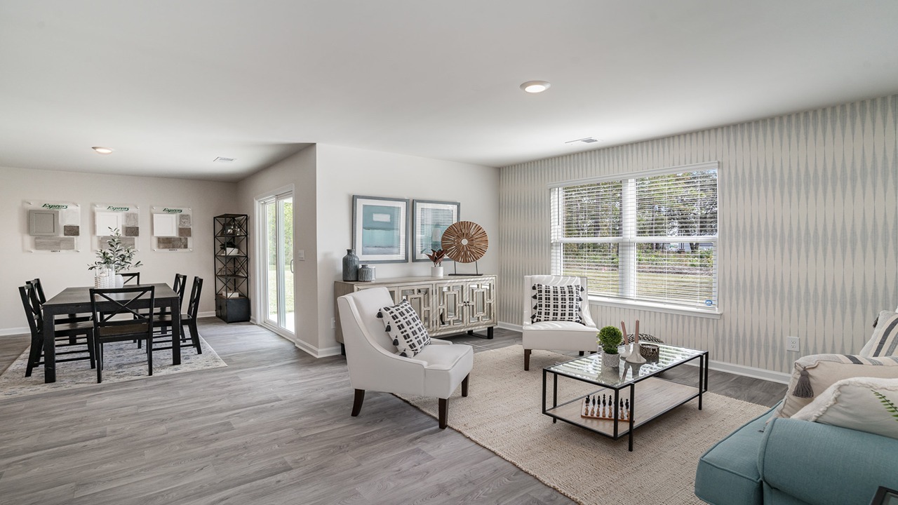 living room with ample lighting