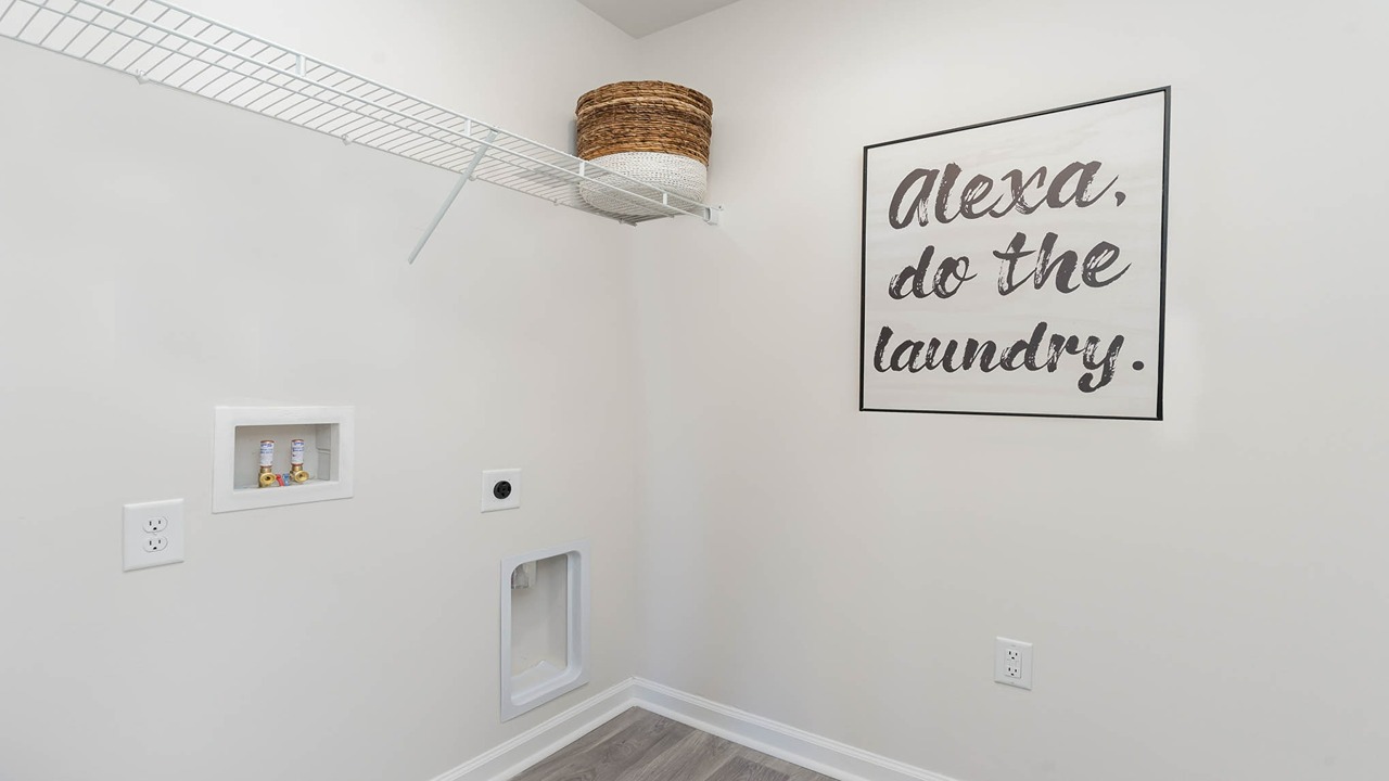 laundry room with wire shelving