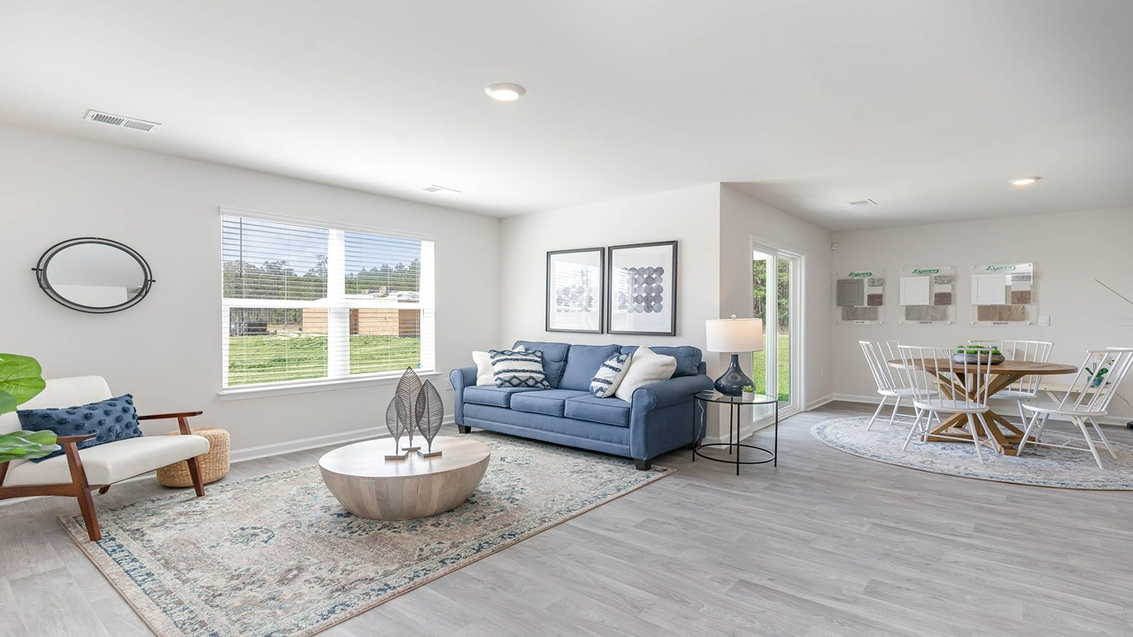 living room with ample lighting