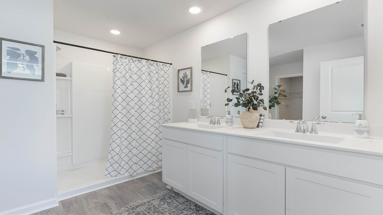 bathroom with quartz counters