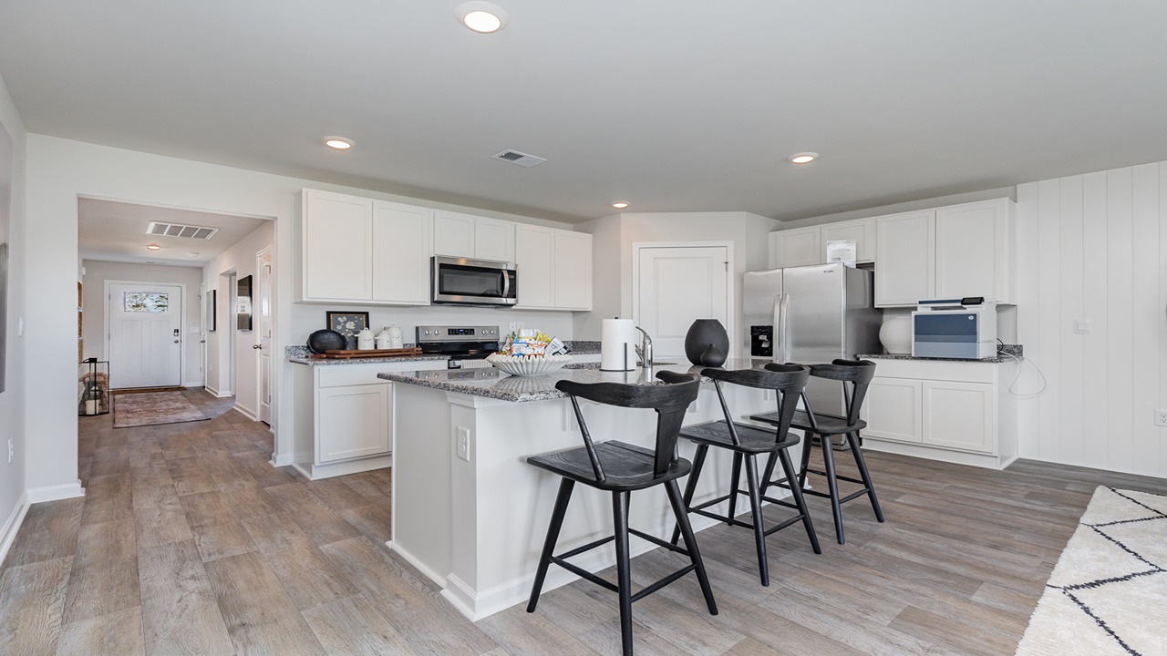 Kitchen with granite countertops overview