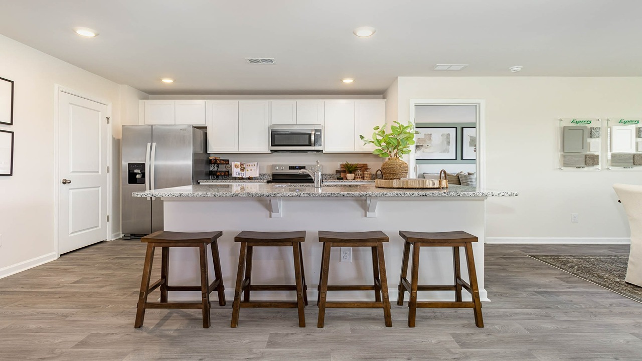 kitchen with barstools