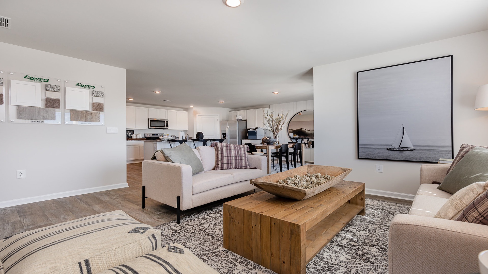 living room area overlooking kitchen