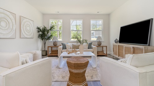 Living room with luxury vinyl floor