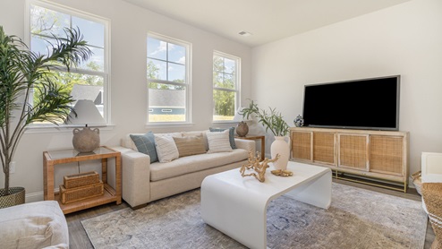 Living room with luxury vinyl floor