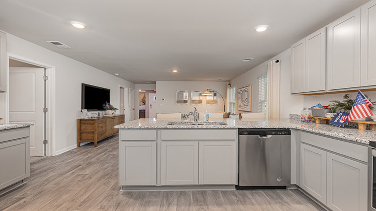 kitchen with gray cabinets