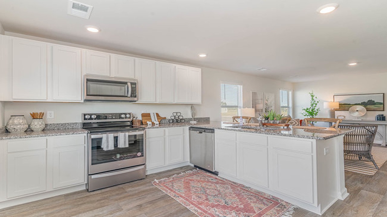 kitchen with white cabinets