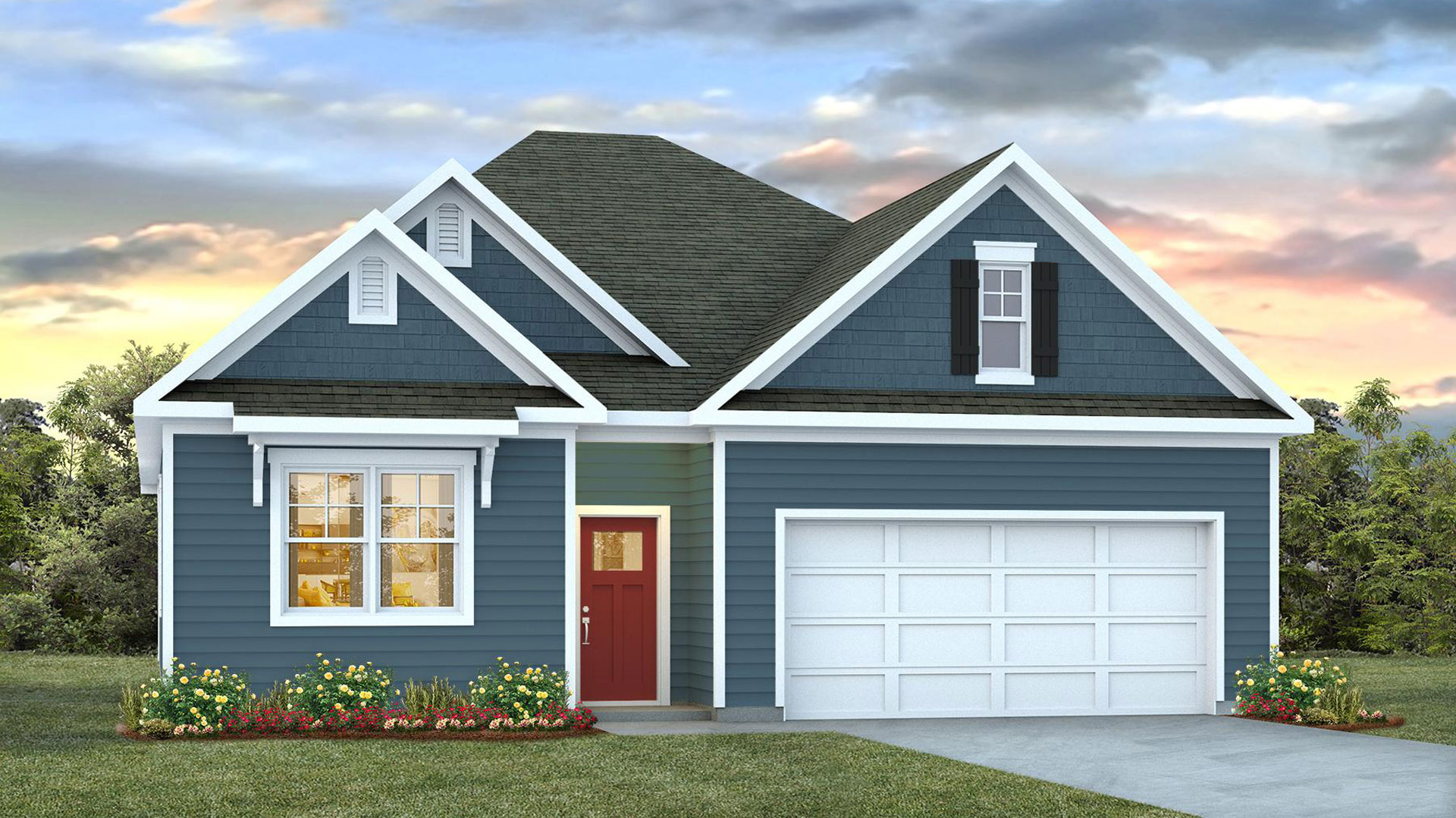 single story home with vinyl siding