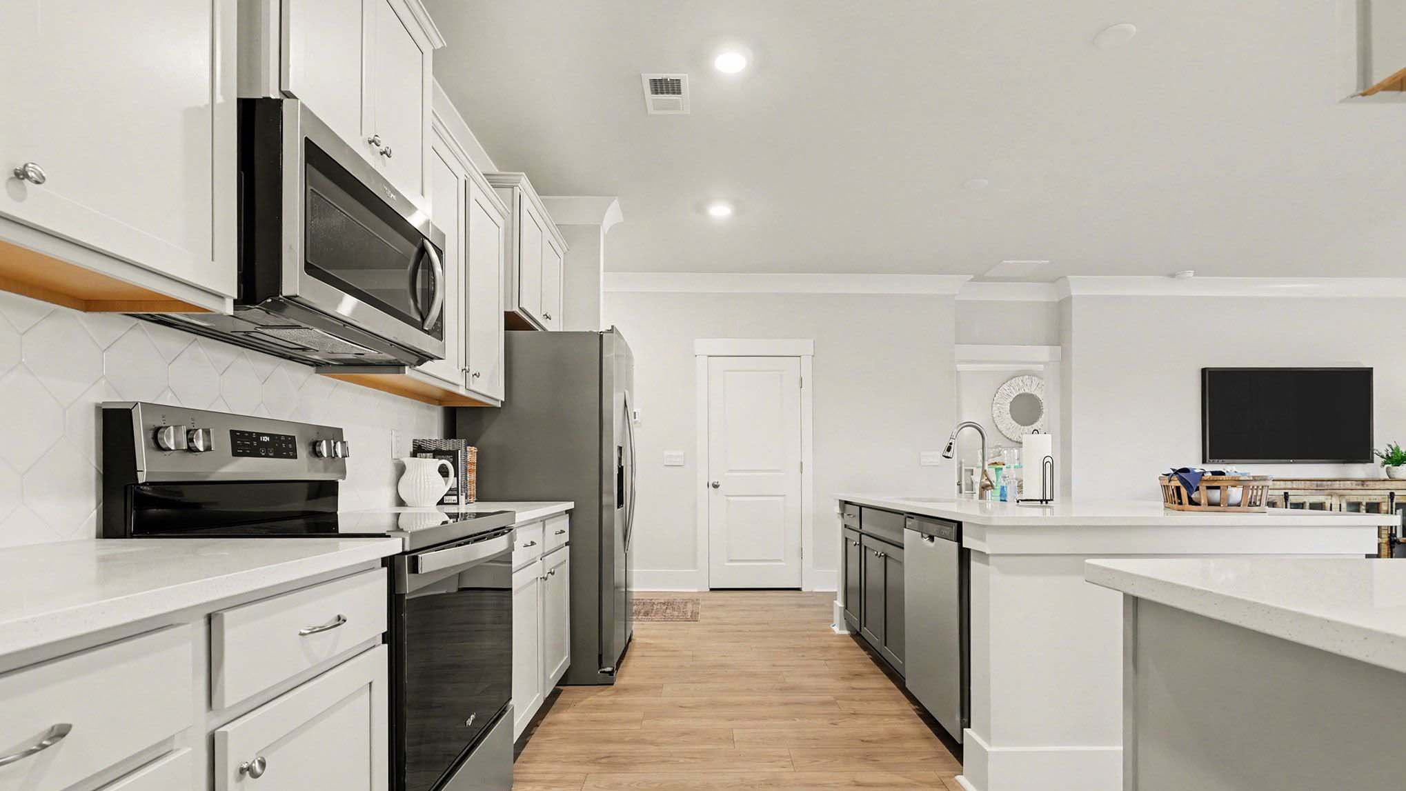 kitchen with white cabinets