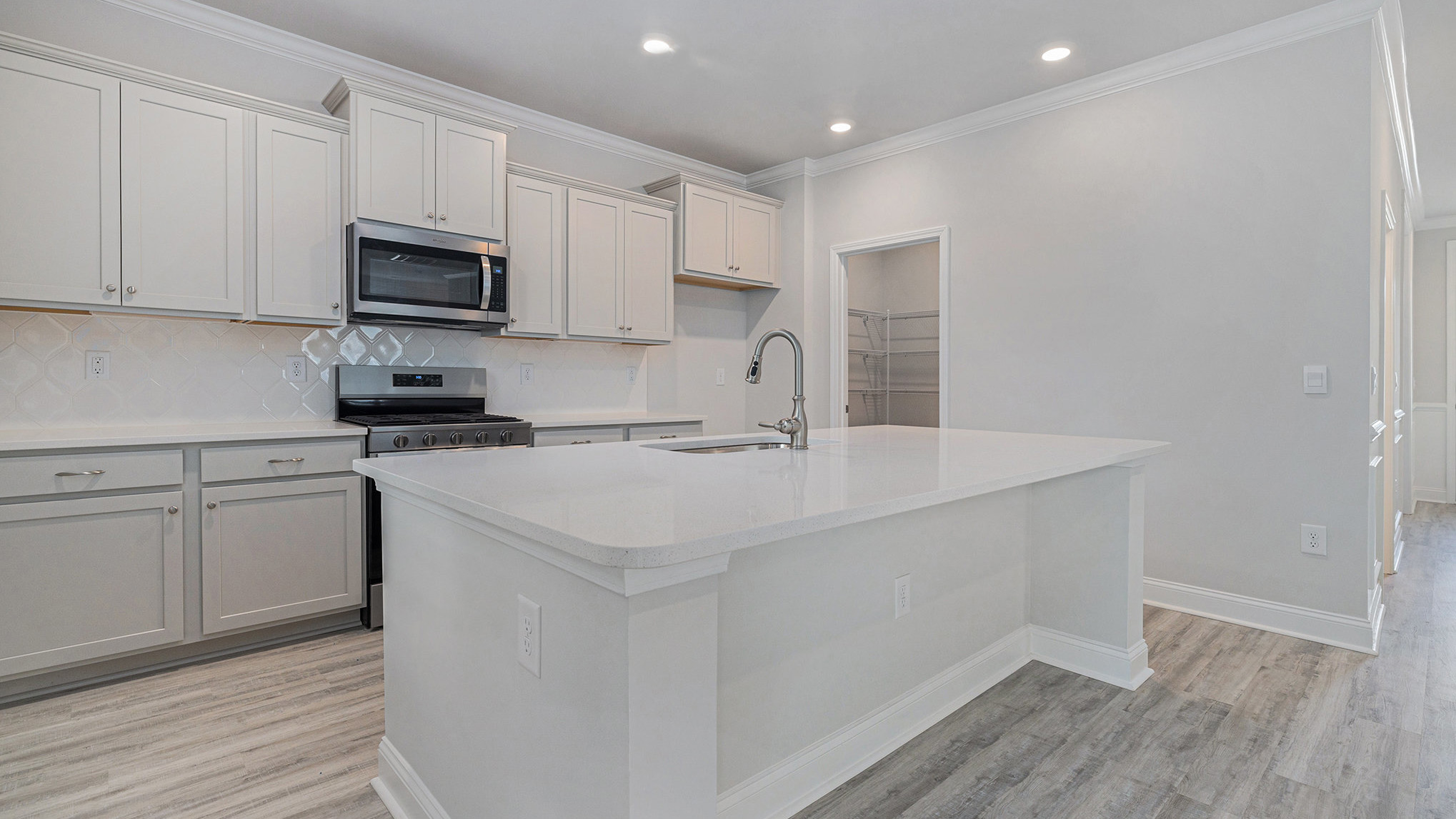 kitchen with large kitchen island