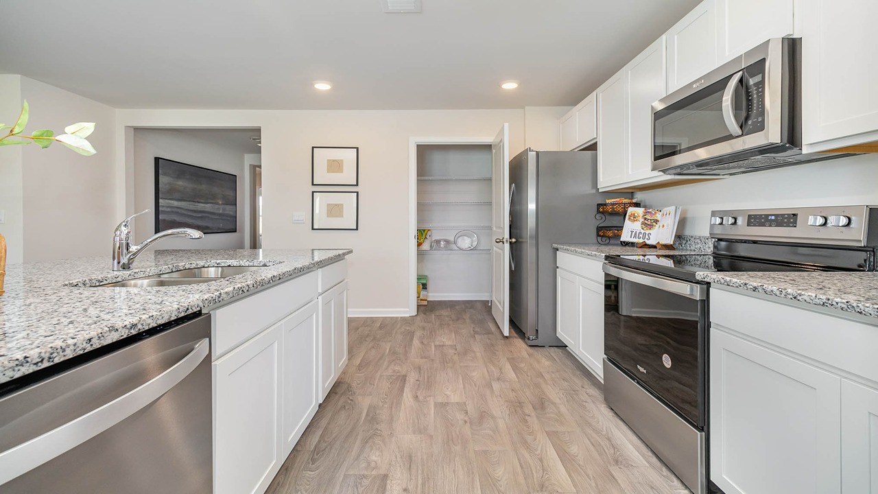kitchen with white cabinets