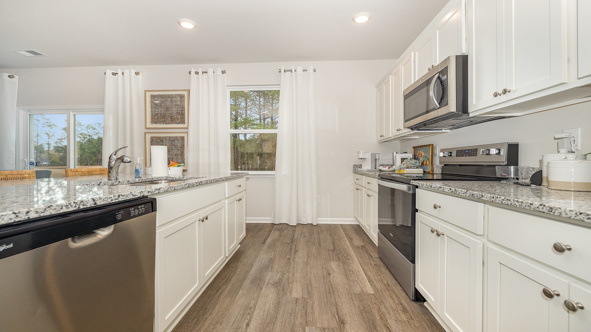 kitchen with white cabinets