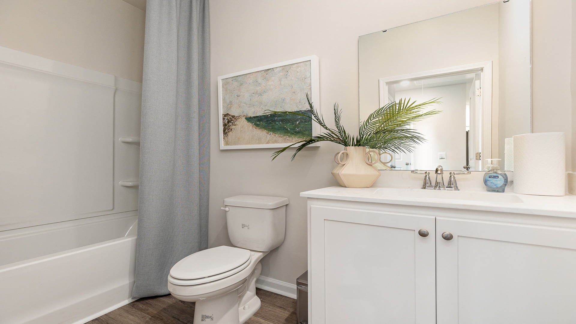 bathroom with quartz counters