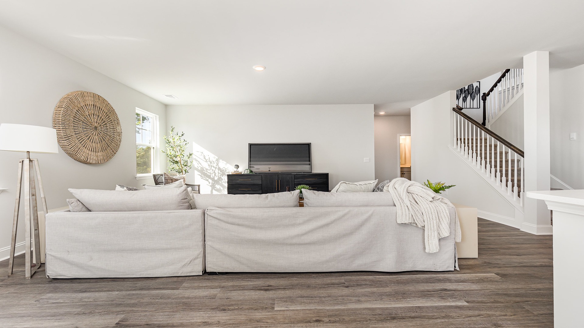 Harbor Oak living room with tv